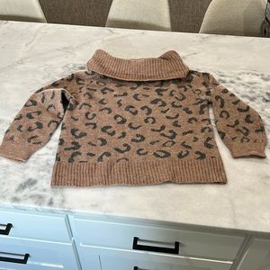 Off the Shoulder Wide Arm Sweater; Leopard